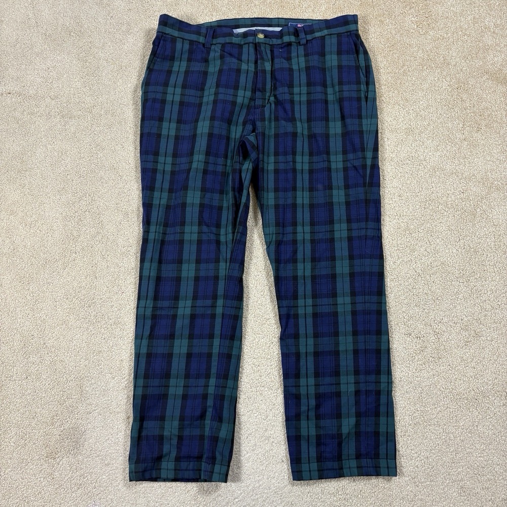 Vineyard Vines Tartan Plaid Breaker Men's Pants 38x30 Blue Green Golf Casual